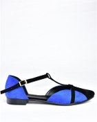 Resim Fox Shoes B726881802 Saks Mavi/siyah Süet Kadın Babet 
