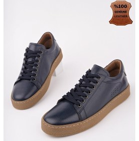 Resim Muggo Craw Kalın Taban Bağcıklı Hakiki Deri Erkek Günlük Casual Sneaker Lacivert 