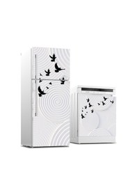 Resim Buzdolabı Ve Bulaşık Makinası Beyaz Eşya Sticker Kaplama 3D Kuşla 