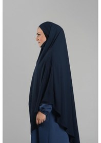 Resim Hürrem Bone Lacivert Pratik Hazır Geçmeli Tesettür Eşarp Medine İpeği Bağcıklı Sufle Hijab 2301 02 Lacivert 