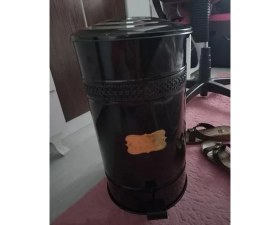Resim Pedallı Metal Galvaniz Mutfak Banyo Kapaklı Çöp Kovası 30 Lt Siyah 