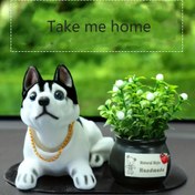Resim Sevimli Bobblehead Köpek Araba Gösterge Paneli Dekoru - Araç İç Aksesuarları için Yaratıcı Reçine Evcil Hayvan Figürü 