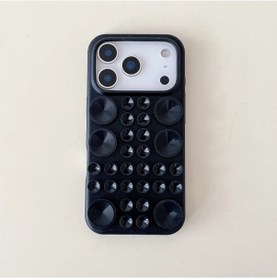 Resim Lumaworld Siyah iPhone Uyumlu 17 Pro Max Kılıf Yaratıcı Emniyetli Vantuz Tutucu Sıvı Dirençli Selfie Aksesuarı 