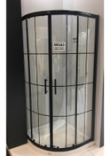 Resim Desaş Shower Siyah Profil Teknesiz Oval Şeffaf Desensiz Cam Duşakabin 90 x 90 6 MM Siyah 