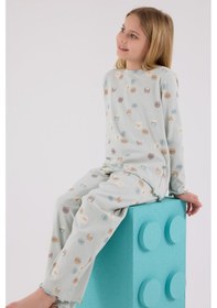 Resim Rolypoly Kız Çocuk Uzun Kol Pijama Takım Açık Yeşil-1756 Yesil 