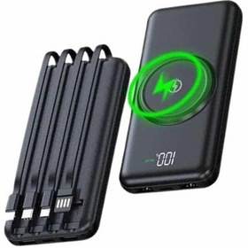 Resim Wireless Powerbank 10000 Mah Led Ekranlı Dahili Kablolu Hızlı Şarj Çoklu 
