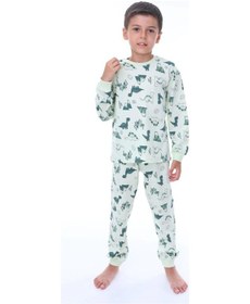 Resim Isobel Kids Erkek Çocuk Dinazor Desenli Uzun Kollu Pijama Takımı-901 Yeşil 