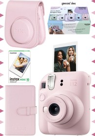 Resim Fujifilm Instax mini 12 Pembe Fotoğraf Makinesi-10'lu Film-Laporta Albüm ve Deri Kılıf Seti 