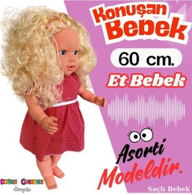Resim Oynar Gözlü Türkçe Konuşan Nazlı Saçlı Et Bebek 60 Cm. - Konuşabilen Bebek - Saçlı Büyük Bebek 001 
