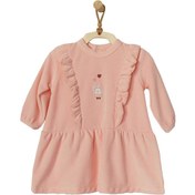 Resim Andywawa Kız Bebek Önden Fırfırlı Pembe Kadife Elbise AC22364Rep 