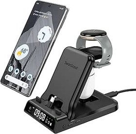 Resim SwanScout Google Cihazları için 3'ü 1 Arada Şarj İstasyonu, Google Pixel Watch, Google Pixel Fold/7A/7/7 Pro/6/6 Pro/5/4/3/XL, Pixel Buds Pro/Buds için 25W Katlanabilir Hızlı Şarj Stnad 