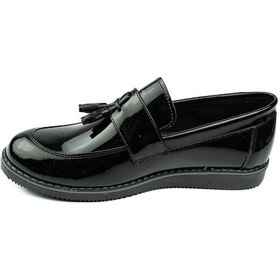 Resim Minican Mc-184-26 Püskül Detaylı Çocuk Loafer Ayakkabı Siyah Rugan 