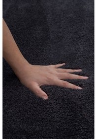 Resim Vl Yıkanabilir Premium Ponpon Saçaklı Kaymaz Taban Post Peluş Banyo Paspası 2'li Takım Antrasit Antrasit 