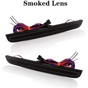 Resim İjdm 3d Optik Stil Kırmızı Led Arka Tampon Reflektör Işıkları, Fren Kuyruk Smoked Lens Smoked Lens 