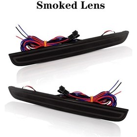 Resim İjdm 3d Optik Stil Kırmızı Led Arka Tampon Reflektör Işıkları, Fren Kuyruk Smoked Lens Smoked Lens 