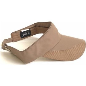 Resim Sporcu Koşu Tenis Şapkası Vizör Şapka - Kahverengi Koyu Bej 