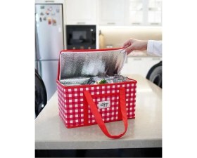 Resim Alas Termo Lüks Piknik Çantası Kırmızı Ekoseli 35 x 20 x 20 cm 