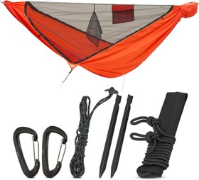 Resim 310 x 140 cm Cibinlikli Su Geçirmez Dış Mekan Hamak - Turuncu 