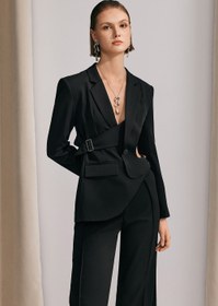 Resim Morgan Siyah Asimetrik Kesim Blazer - S 