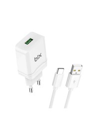 Resim Bix 18w Qc 3.0 Hızlı Şarj Cihazı Ve Type-c Usb Kablo Beyaz 