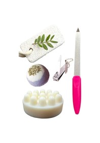 Resim 5'li Ayak Peeling Bakım Rahatlatıcı Doğa Keçi Sütlü Sabun Nem Topu Yatıştırıcı Pedikür Seti 