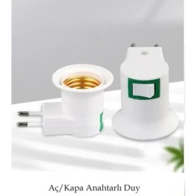 Resim Vwin Duy Aç / Kapa Anahtarlı Ampul Duyu Prize Takılan 220 Volt E27 
