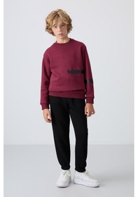 Resim Tommy Life Siyah Pamuklu Kalın İçi Tüylü Yumuşak Dokulu Standart Fit Baskılı Erkek Çocuk Eşofman Alt - 11225 Siyah 