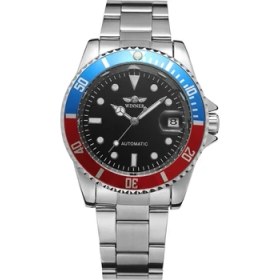 Resim Hanyang Mavi Kırmızı Siyah T-Kazanan Dairesel Dişli Mekanik Saat Takvimi Çelik Kayış Mekanik Saati Çok Renkli Erkek Saatini Gösterir (Yurt Dışından) 