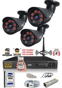 Resim IDS DS-2015HD-SET3-250-BLACK 3 Kameralı 1080P Full HD 5 MP Sony Lensli Kamera Seti - 2015 