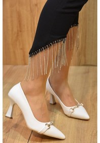 Resim Wiesse Taşlı Kadın Topuklu Ayakkabı Beyaz D8905 B Beyaz 