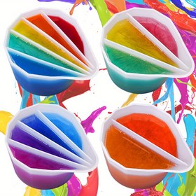 Resim 4'lü Silikon Bölünmüş Bardaklar, Kalın Yeniden Kullanılabilir Dökme Bardaklar, 2-5 Kanallı, Beyaz Renk 