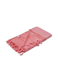 Resim Somon Pembesi Çizgili Pamuk Havlu Peştemal 90x170 - Yumuşak Ve Yüksek Emici Somon 