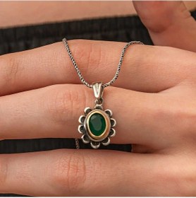 Resim Gümüş Yeşil Çiçek Desenli Otantik Kadın Set 88471020 