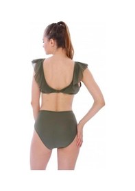 Resim Markahit Argisa Düz Fırfırlı Yüksek Bel Yeni Bikini Haki 