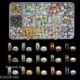 Resim 900 Adet Canlı Taşlı Rondelle Aralık Boncuk Seti, 8mm, 15 Renk - DIY Takı Yapımı, Bilezikler & El Sanatları Projeleri İçin İdeal, Dayanıklı ABS Reçine, Düzenleme Kutusu ile, DIY El Sanatları Projeleri|Canlı Boncuk Renkleri|Şeffaf Saklama Kutusu, Takı Yapımı İçin Boncuklar 