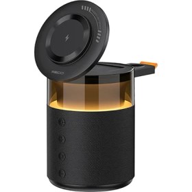 Resim Recci RCW-51 Kablosuz Şarj Standı Ambiyans Işıklı Bluetooth Speaker Hoparlör Özellikli Siyah 