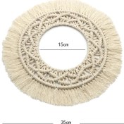 Resim Monyee El Yapımı Bej Nordik Desenli Dikimli Duvar Örtüsü - Yatak Odası/canlı Oda Dekorasyonu Z150e 