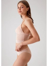 Resim Pierre Cardin 4831 Kadın Pedli Balensiz Dantelli Bralet Sütyen Külot Takım-somon SOMON 