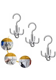 Resim Microcase Çok Amaçlı Döner Başlıklı Metal Elbise Kravat Eşarp Askılığı 3 Adet Al5448 Gümüş 