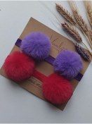 Resim chicory Kız Bebek-çocuk Krem-camel 2li Peluş Ponpon Bandana 