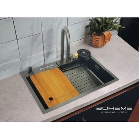 Resim Boheme Teknolojik Eviye Seti Şelale, Çelik Batarya Mutfak Evyesi 3 Fonksiyonlu Bataryası Dahil Diğer 