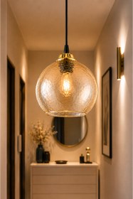 Resim NisaLuce Nisa Luce Çatlatma Cam Sarkıt - Bal •• Tekli Sarkıt Avize Modern Tasarım Mutfak Hol Antre Avizesi Avize Modelleri Modern Lüks Avize Dekoratif Salon Avizesi Mutfak Avizesi Cam Avize Lamba 