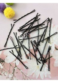 Resim Kadın Siyah Profesyonel Tel Toka Lastik Toka 50 Lastik 50 Tel Toka Toplam 100 Adet Siyah 