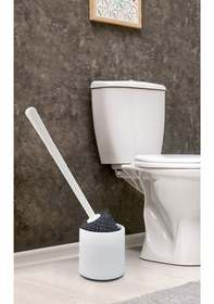 Resim Sas Silikon Wc Tuvalet Banyo Fırçası Klozet Fırçası Oval Beyaz 