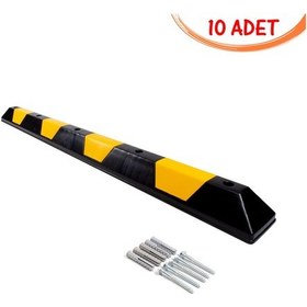 Resim Otopark Lastik Bariyeri Otopark Stoperi Plastik Araç Stoperi Durdurucu 1800x150x100mm 10 Adet 