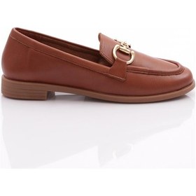 Resim Dgn 1852 Kadin Metal Aksesuarli Loafer Ayakkabi Koyu Taba 