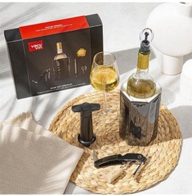 Resim Vacu Vin Premium Şarap Seti 4 Parça Hediye Kutulu Çok Renkli 