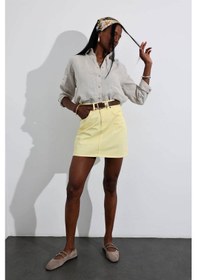 Resim Sarı Mini Denim Etek Sarı 