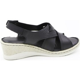 Resim Mammamia 2520lx Kadın Deri Sandalet Siyah - Beyaz 