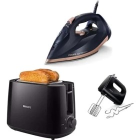Resim Storemax Versuni Azur DST7510/80 Buharlı Ütü 7500 Serisi (3200W) + HD2581/90 Ekmek Kızartma Makinesi (Siyah) + HR3705/10 300 W Mikser (Siyah, 5 Hız Ayarı) 